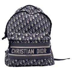 Christian Dior Blue Oblique Canvas DiorTravel Backpack Bag
