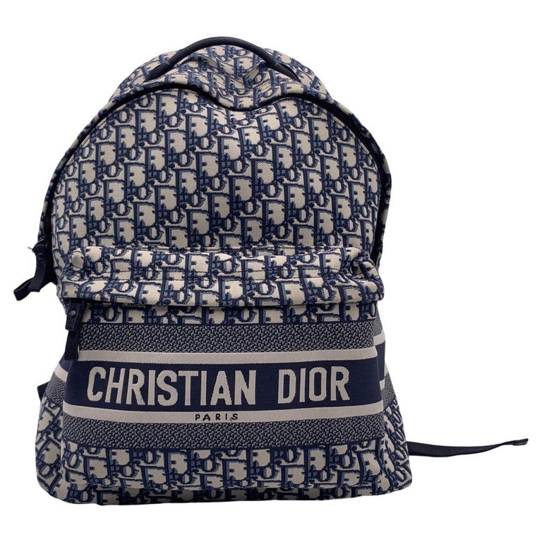 Dior Lettering Embroidered Oblique Motif Wool Beanie In Black/Grey
