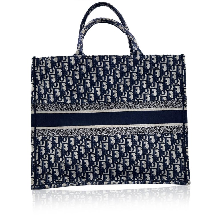 Christian Dior Blue Oblique Canvas Large Book Tote Bag Handbag For Sale ...