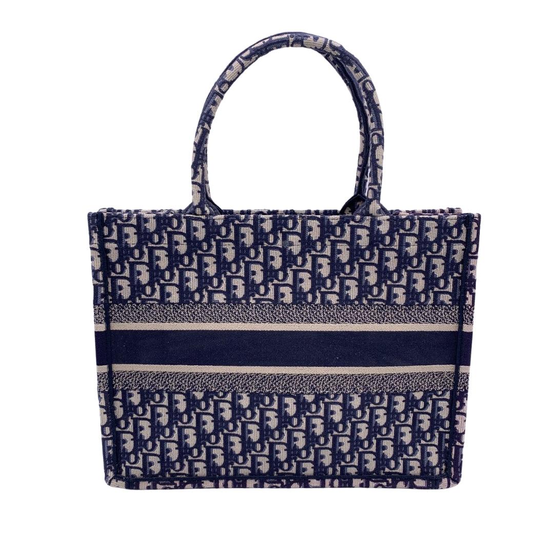 Christian Dior Blue Oblique Canvas Medium Book Tote Bag Handbag In Excellent Condition For Sale In Rome, Rome