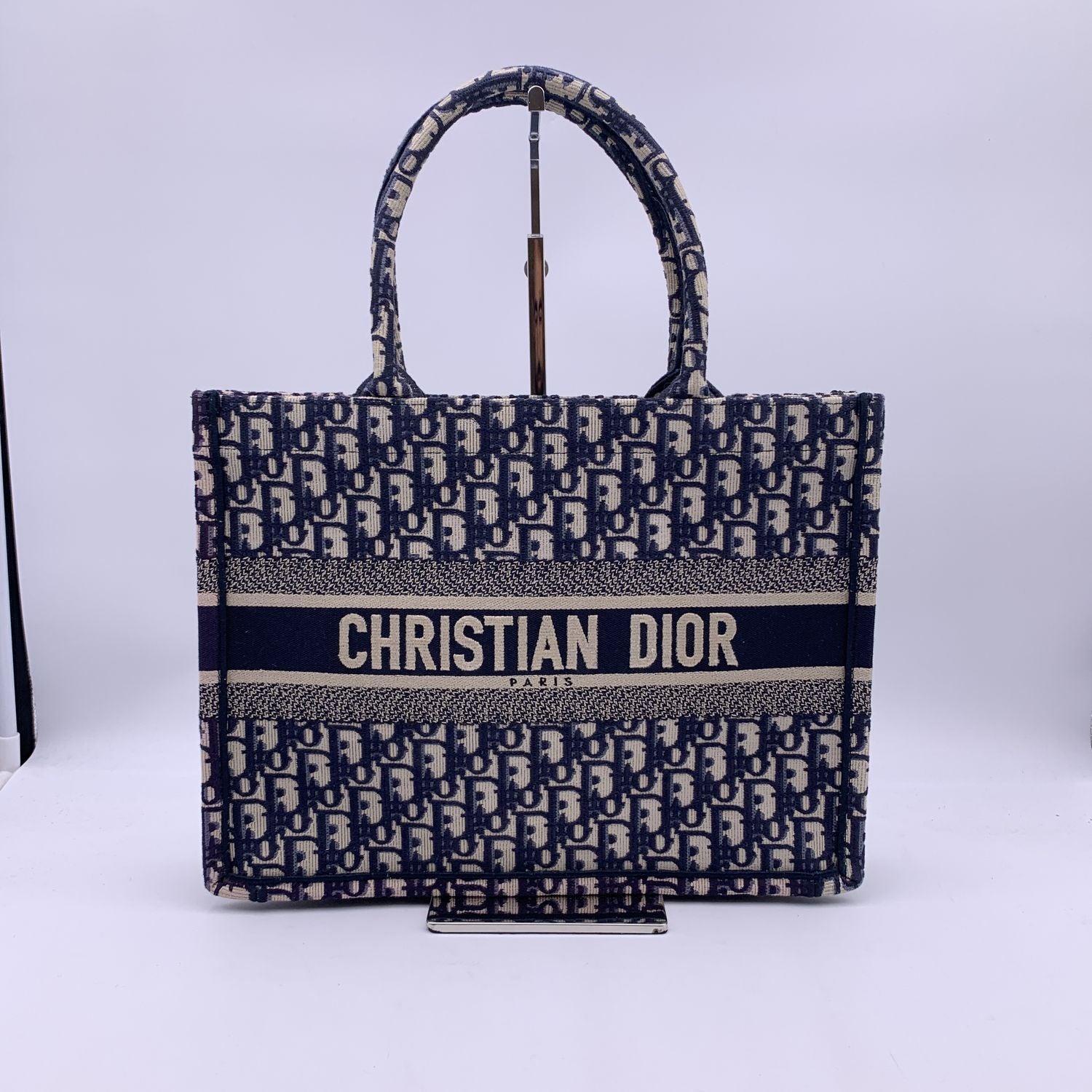 Christian Dior Blue Oblique Canvas Medium Book Tote Bag Handbag For Sale 4