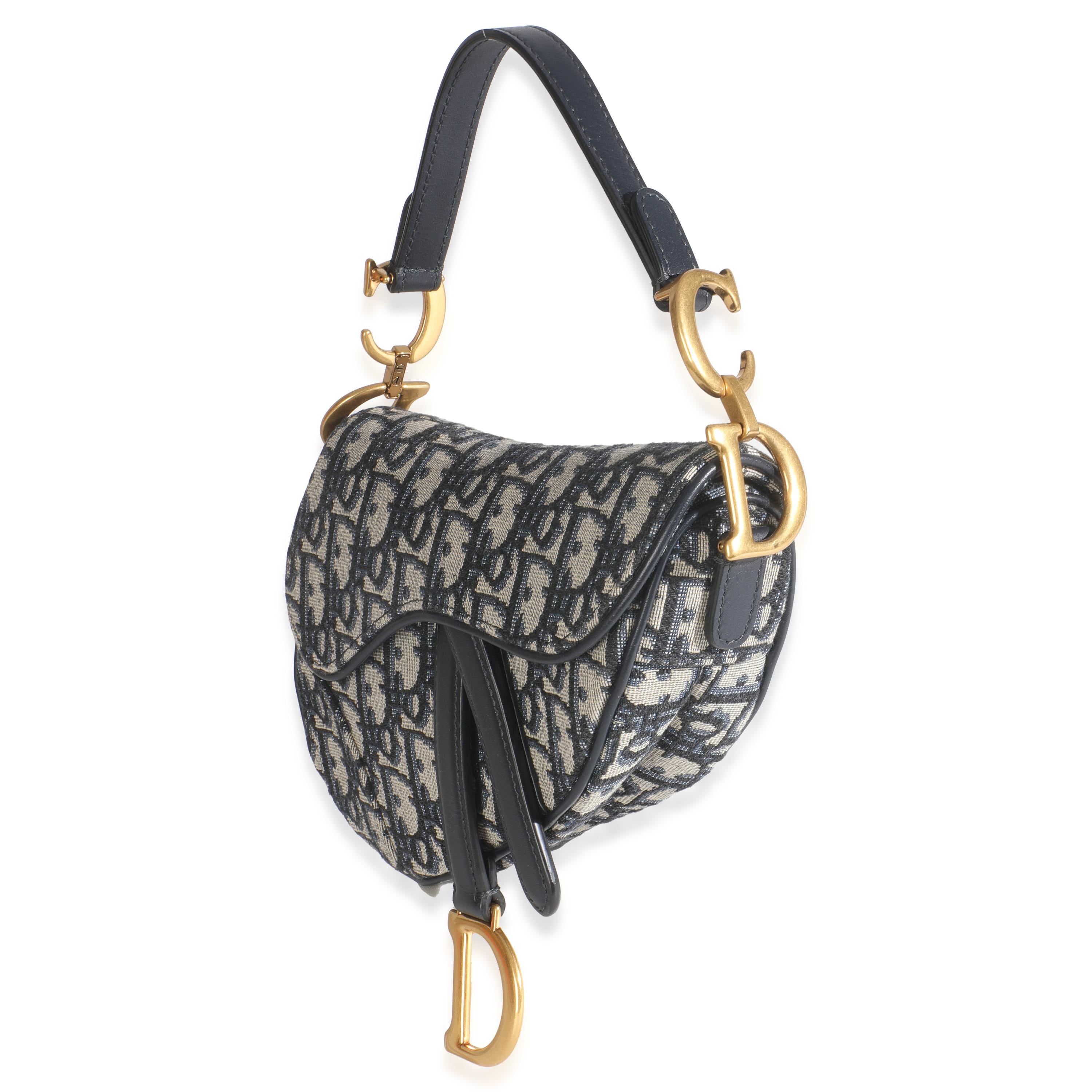 Christian Dior Blue Oblique Canvas Mini Saddle Bag Excellent état - En vente à New York, NY