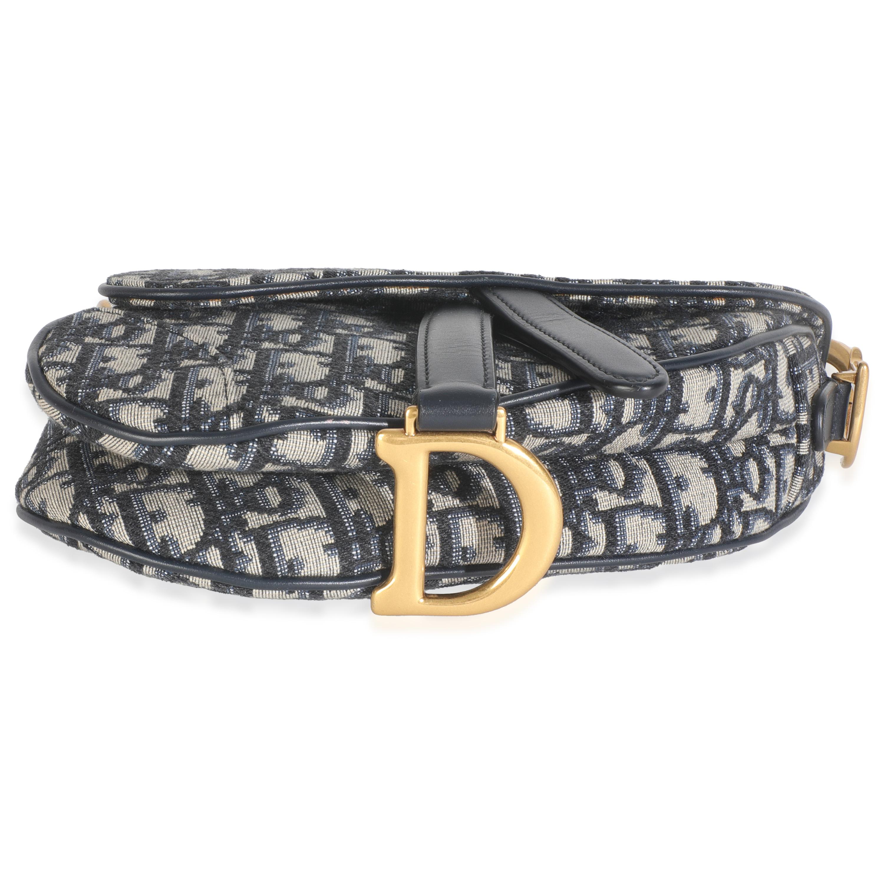 Christian Dior Blue Oblique Canvas Mini Saddle Bag Pour femmes en vente