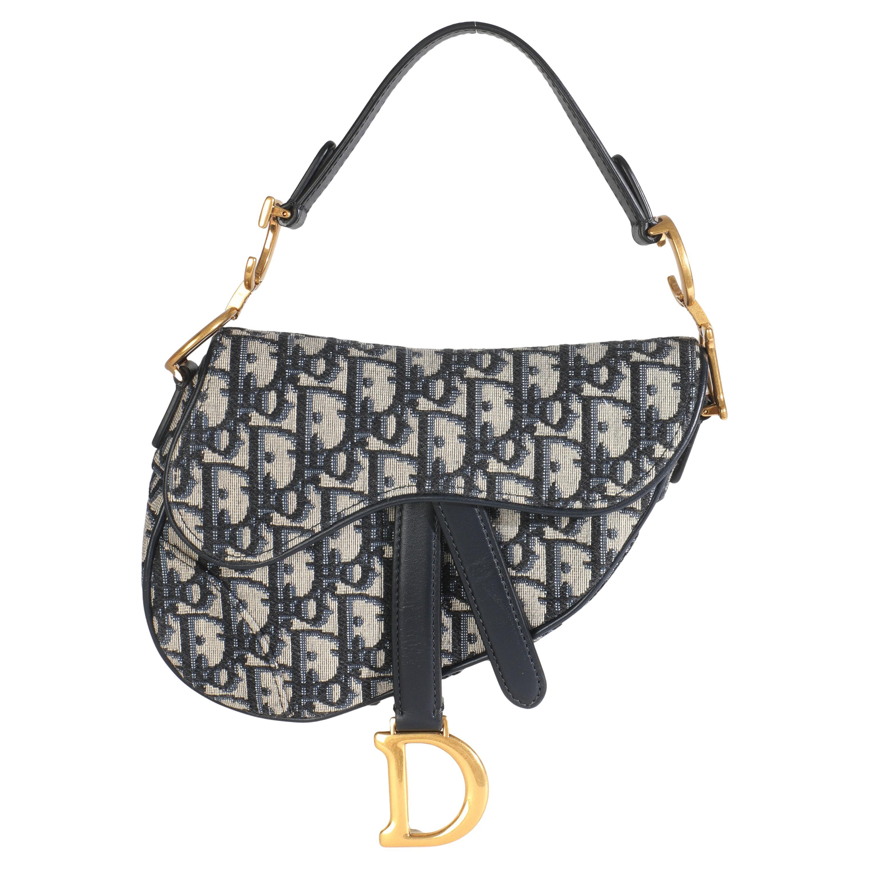 Christian Dior Blue Oblique Canvas Mini Saddle Bag