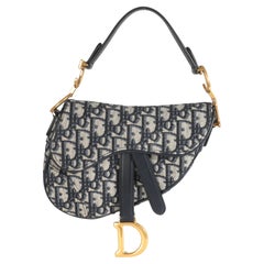 Christian Dior Blue Oblique Canvas Mini Saddle Bag