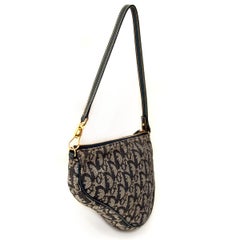 CHRISTIAN DIOR bleu Toile oblique MINI SADDLE Pochette à l'épaule