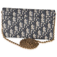 Christian Dior Blue Oblique Canvas Saddle Chain Pouch
