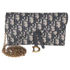 Christian Dior - Marsupio a catena obliquo in tela blu