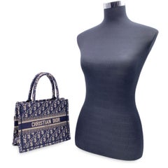 Christian Dior Blue Oblique Canvas Small Book Tote Bag Handbag