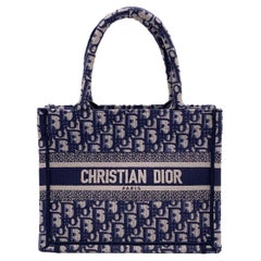 Christian Dior Blue Oblique Canvas Small Book Tote Bag Handbag