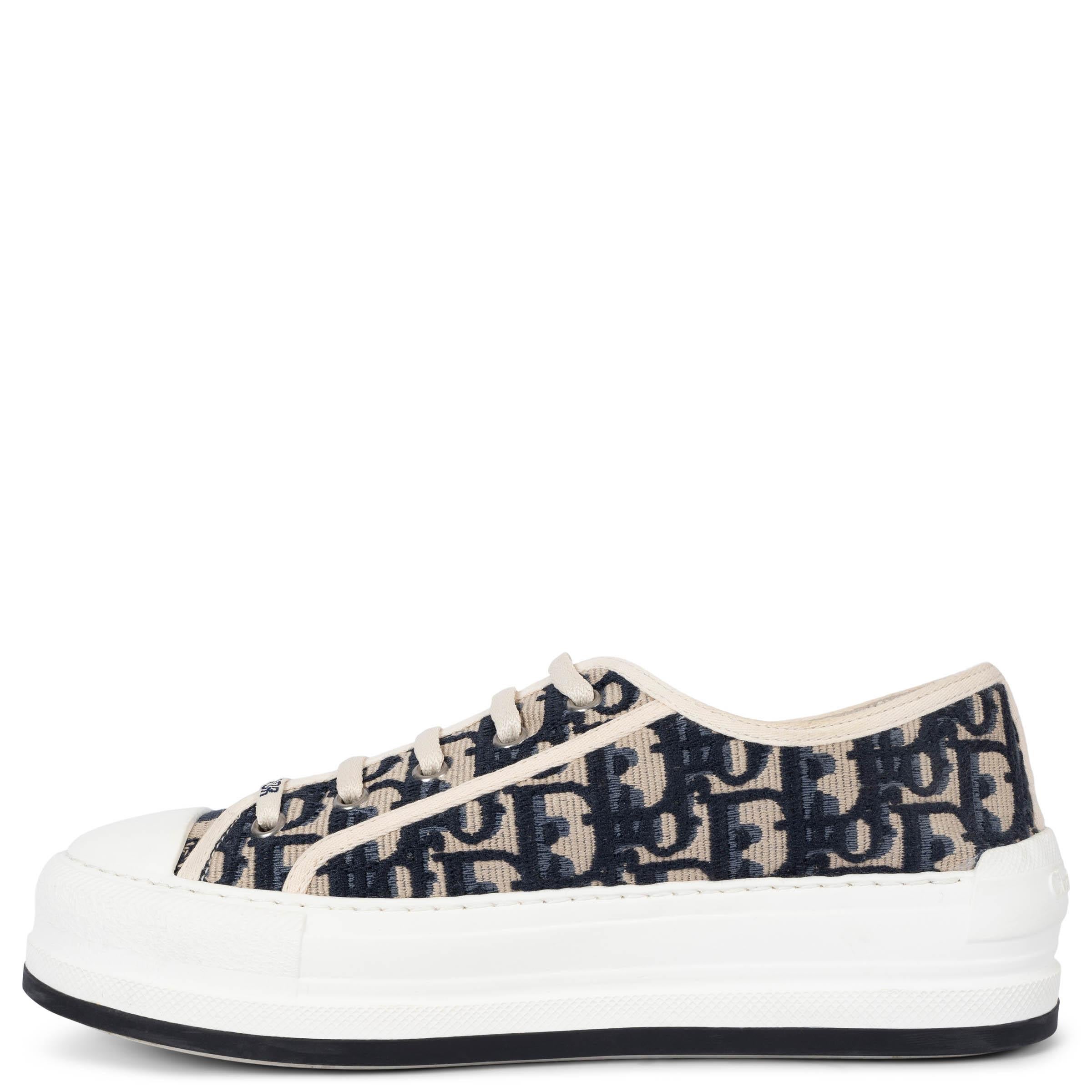 Gray CHRISTIAN DIOR blue Oblique canvas WALK'N'DIOR Sneakers Shoes 38