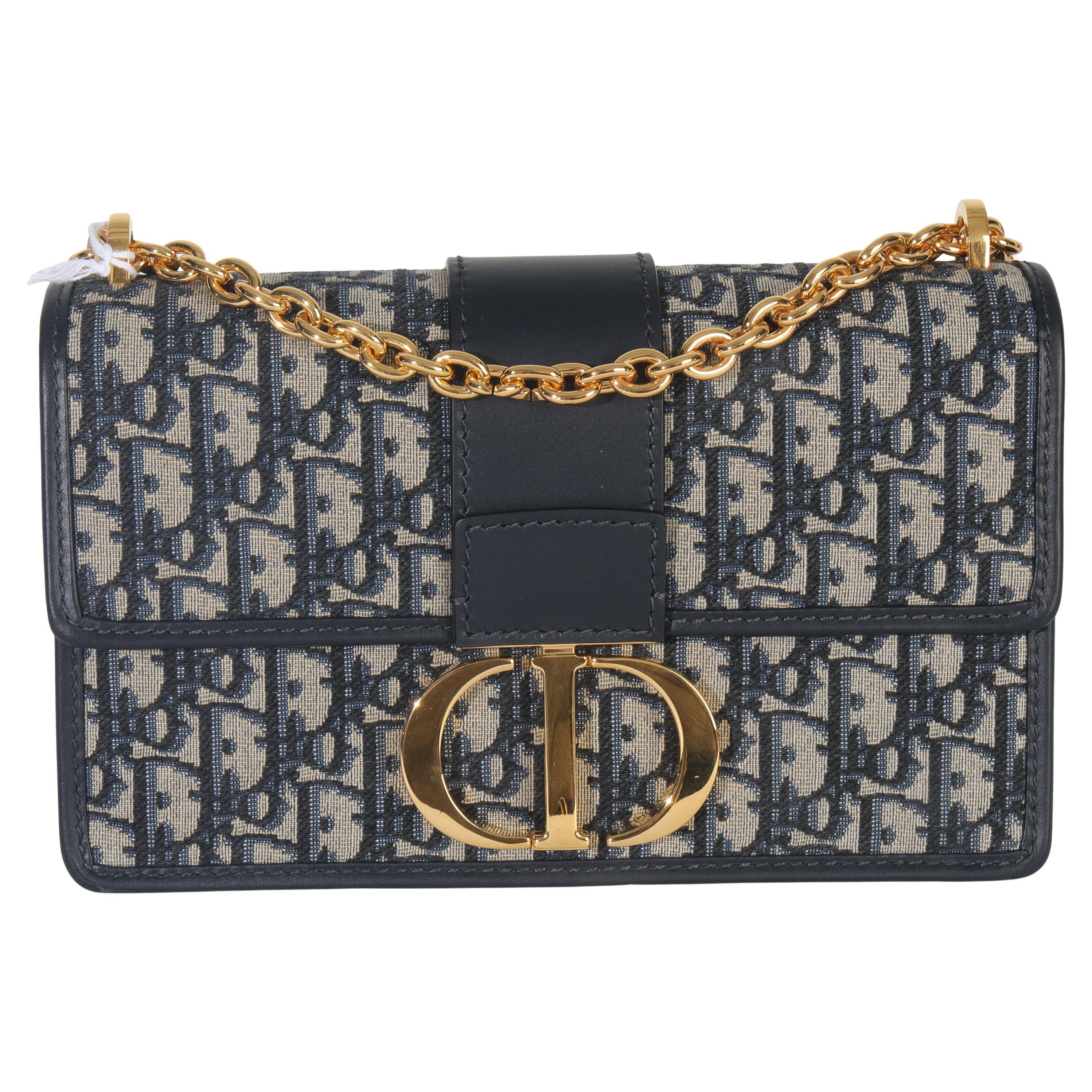Christian Dior Borsa a catena obliqua blu Dior 30 Montaigne