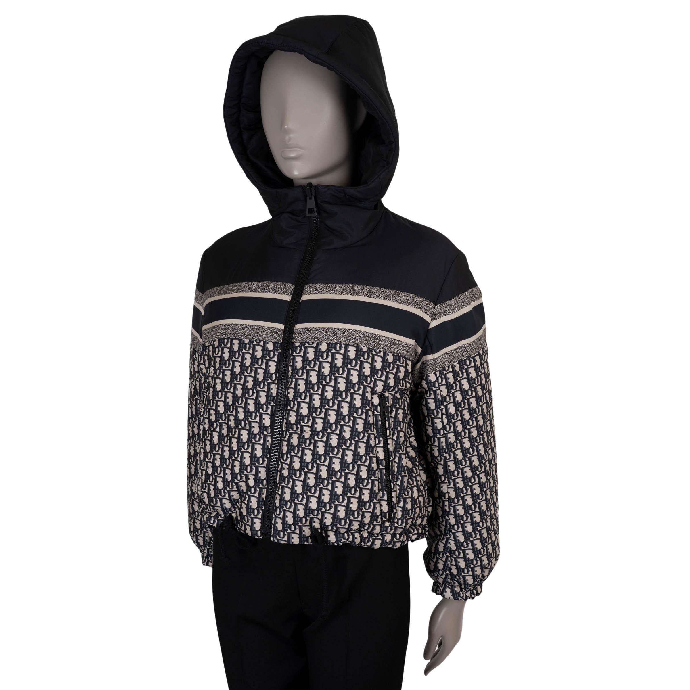 Noir CHRISTIAN DIOR bleu oblique DIORALPS REVERSIBLE CROPPED PUFFER Jacket XS en vente