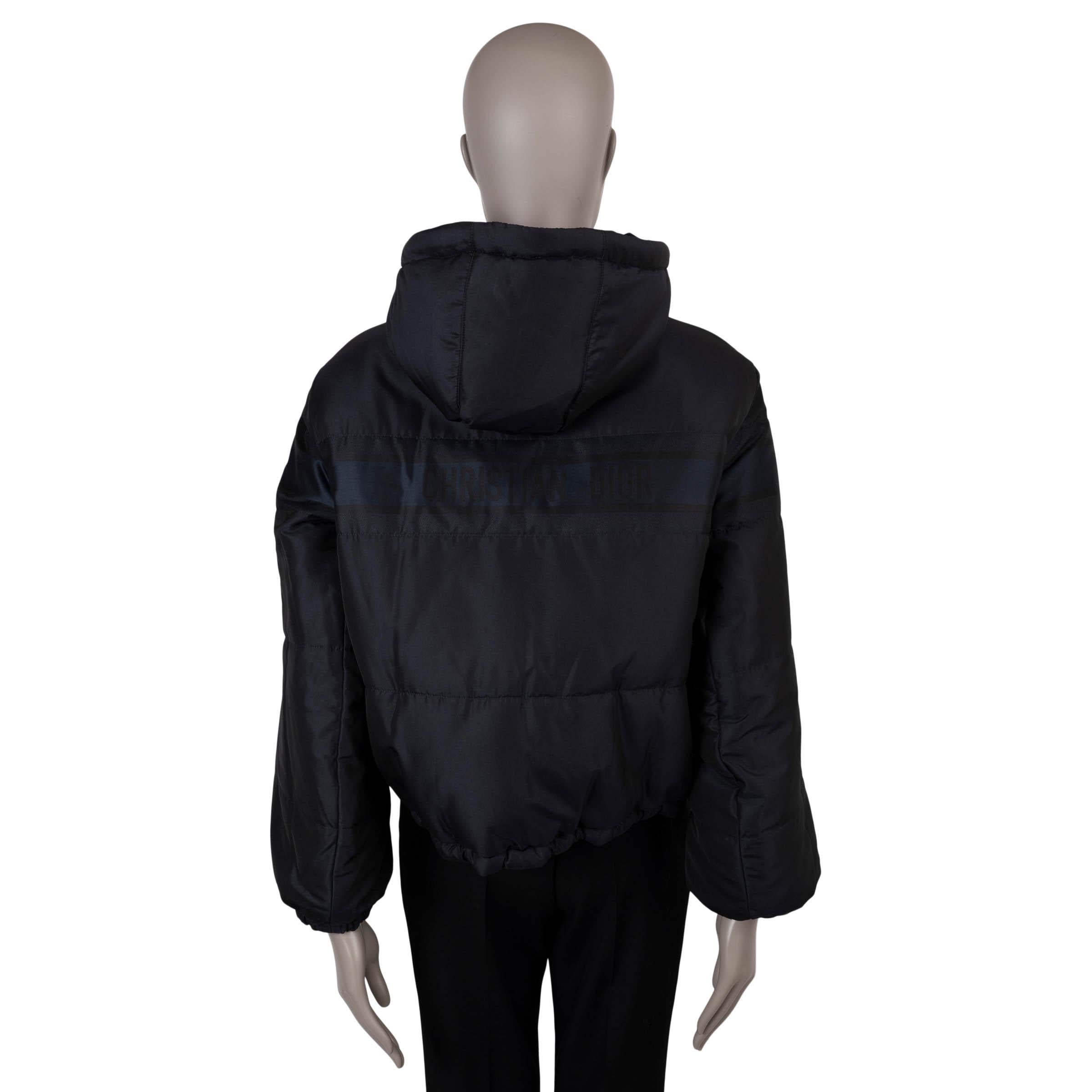 CHRISTIAN DIOR bleu oblique DIORALPS REVERSIBLE CROPPED PUFFER Jacket XS en vente 3