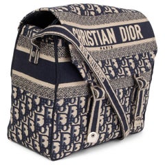 CHRISTIAN DIOR blue Oblique Embroidered DIORCAMP Messenger Bag