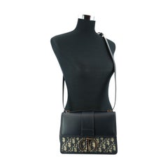 Christian DIor Blue Oblique Jacquard and Leather 30 Montaigne Bag