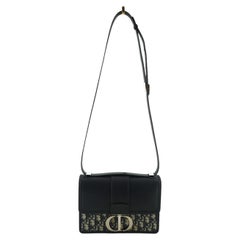 Christian DIor Blue Oblique Jacquard and Leather 30 Montaigne Bag
