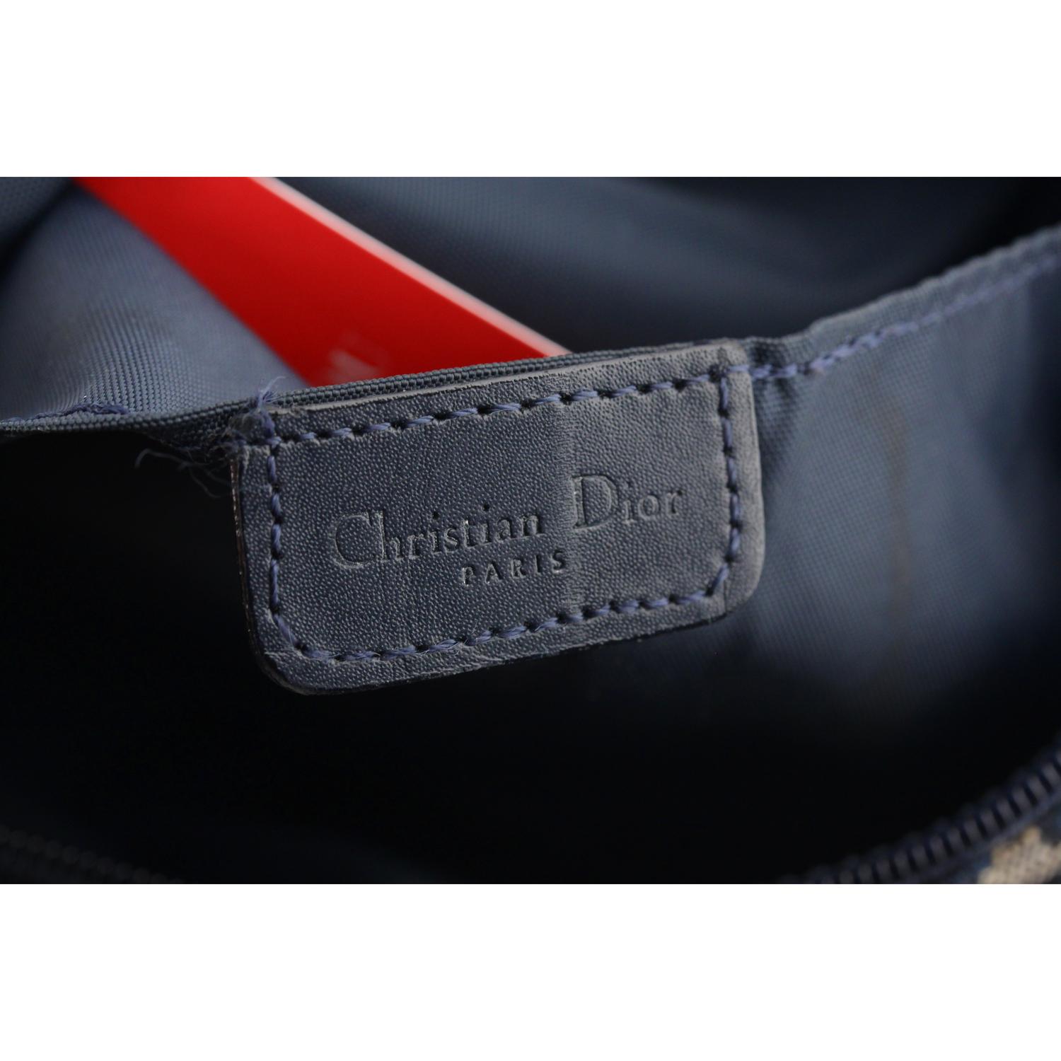 Christian Dior Blue Oblique Logo Canvas Shoulder Bag 4