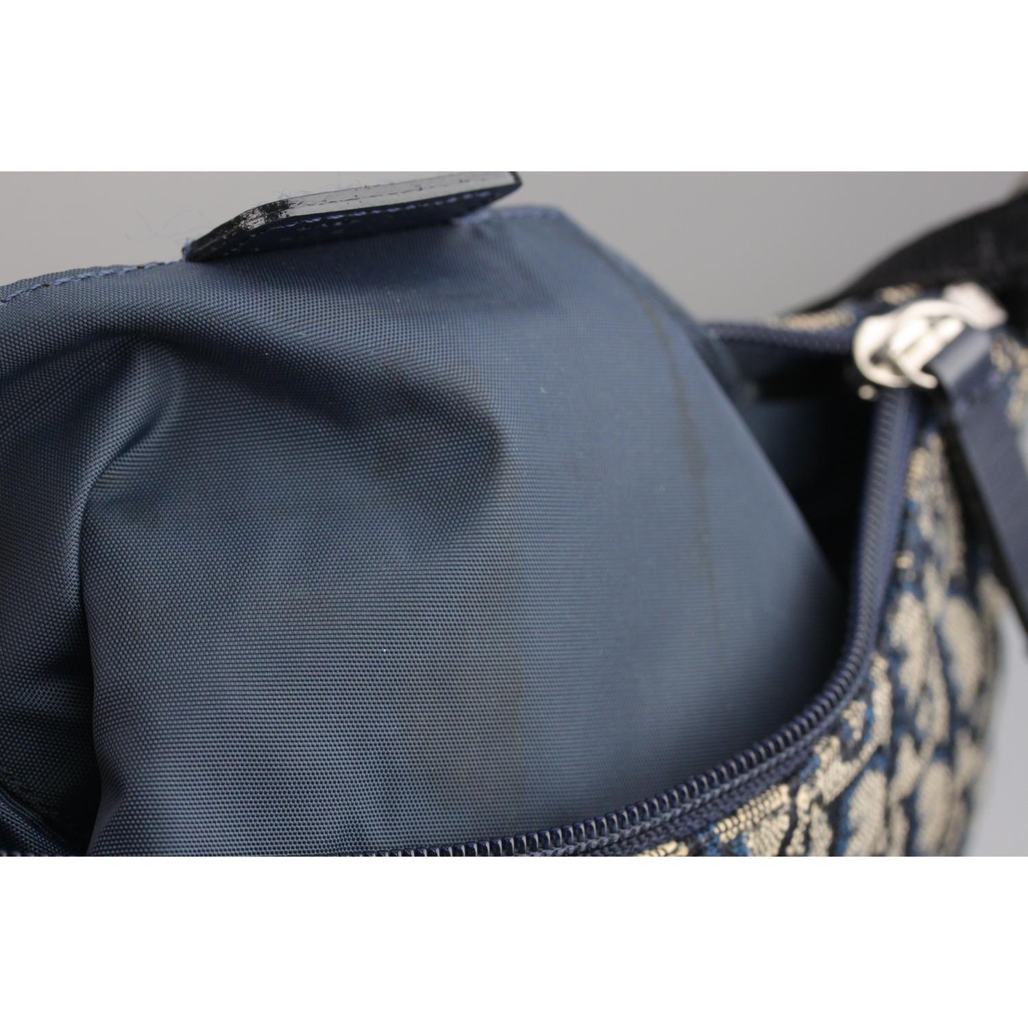 Christian Dior Blue Oblique Logo Canvas Shoulder Bag 6