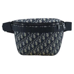 Christian DIor Blue Oblique Monogram Jacquard Belt Waist Bag