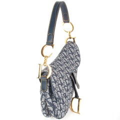 CHRISTIAN DIOR blau OBLIQUE MONOGRAM JACQUARD SADDLESchultertasche