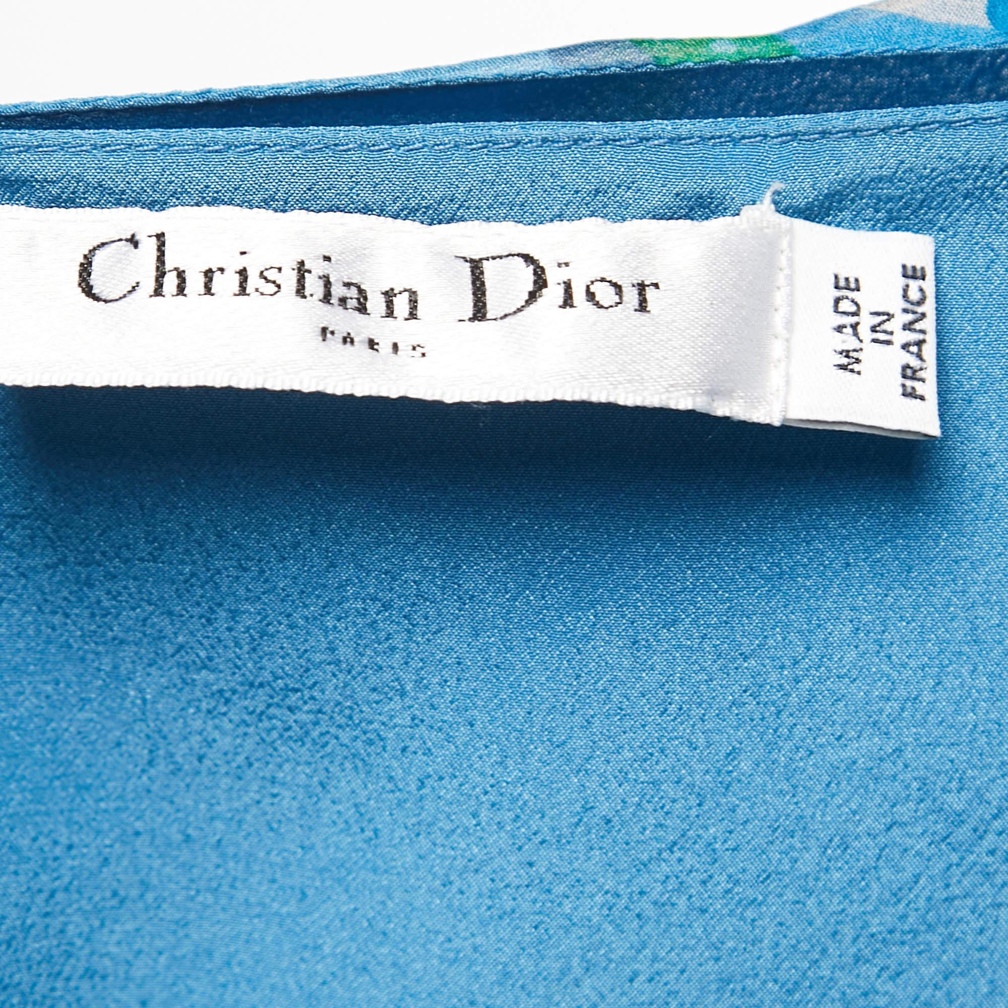 Christian Dior Blue Paisley Printed One Shoulder Mini Dress  In Good Condition For Sale In Dubai, Al Qouz 2