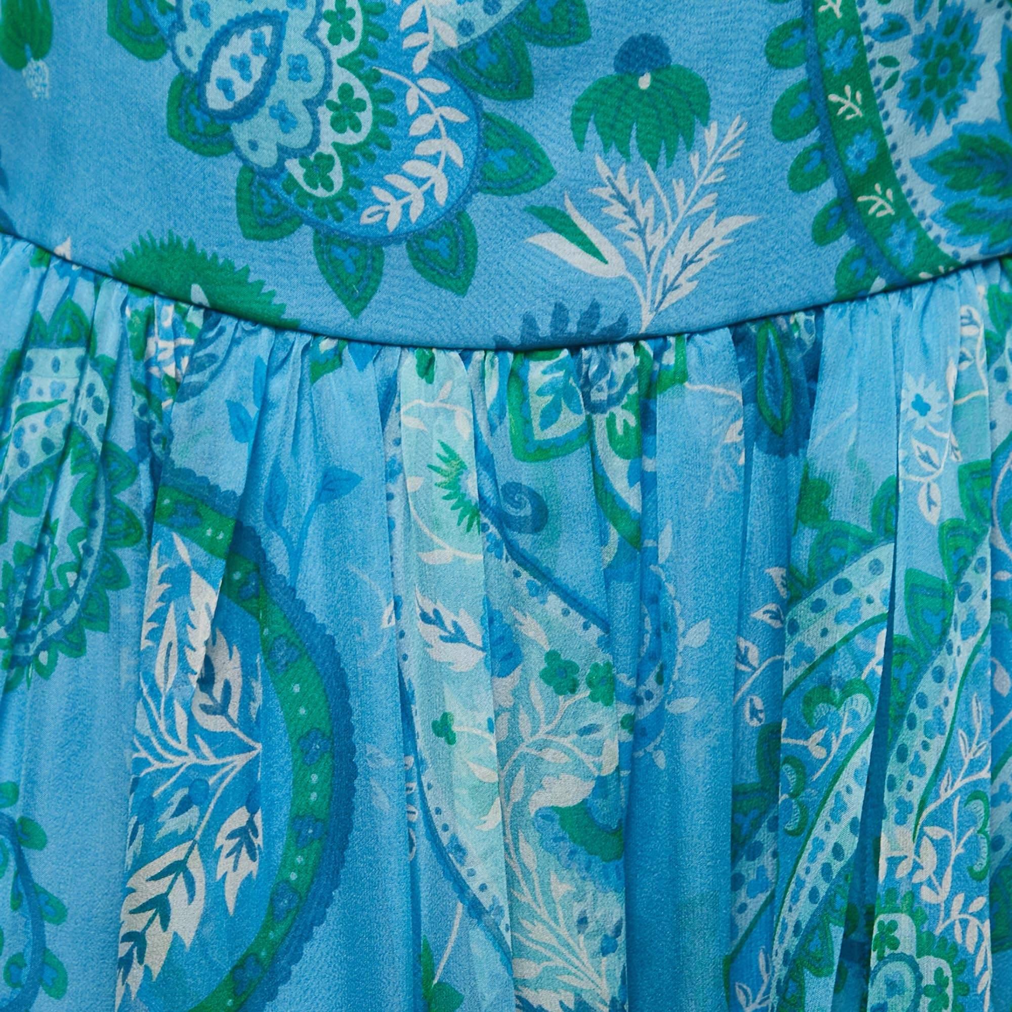 Christian Dior Azul Paisley Impreso Un Hombro Mini Vestido L en Bueno estado para la venta en Dubai, Al Qouz 2