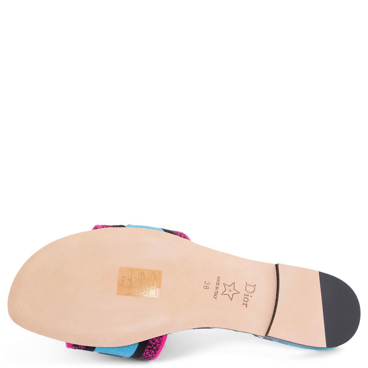 CHRISTIAN DIOR blue & pink 2022 D-WAY JUNGLE POP Slides Sandals Shoes 38 2