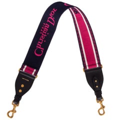 CHRISTIAN DIOR blue pink EMBROIDERED Shoulder Strap