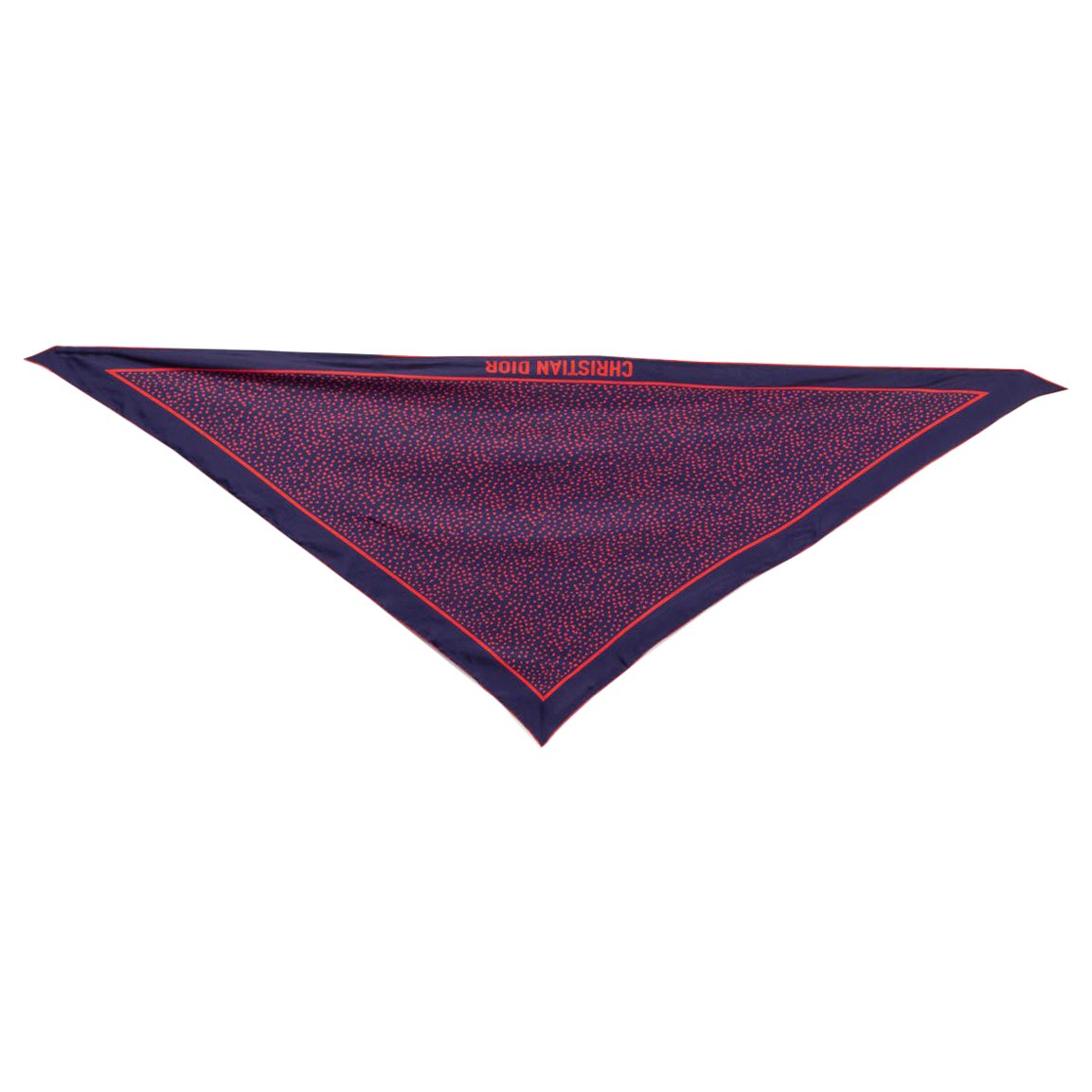 CHRISTIAN DIOR blauer und roter Seidenschal HEART-PRINT TRIANGLE