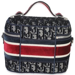 Christian Dior Blue Red Velvet Oblique Diortravel Vanity Case