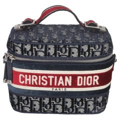 Christian Dior Blue Red Velvet Oblique Diortravel Vanity Case