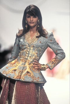 Christian Dior Blue Silk and Wool Jacquard Jacket, 1992