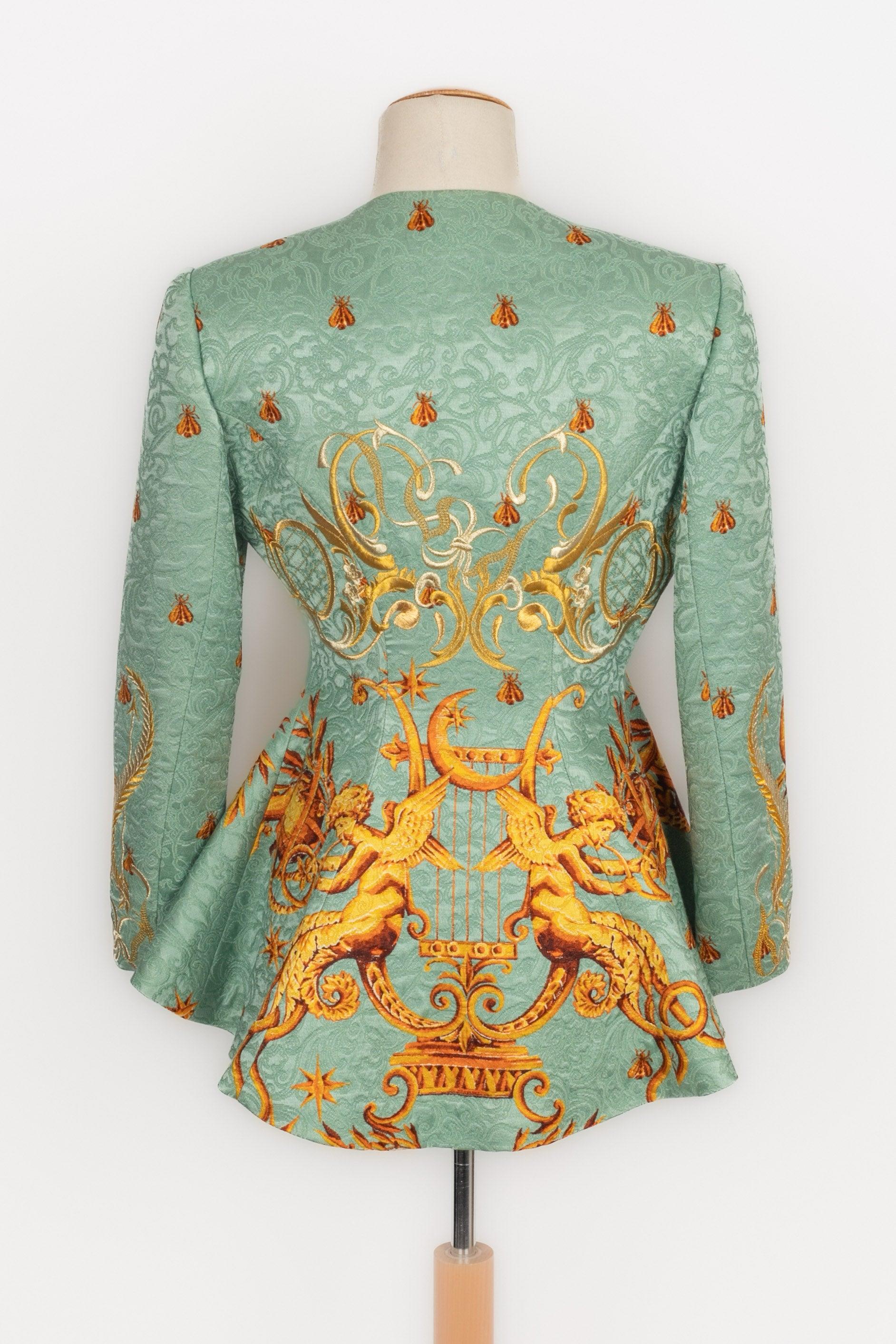 Christian Dior Blue Silk and Wool Jacquard Jacket, 1992 In Excellent Condition In SAINT-OUEN-SUR-SEINE, FR