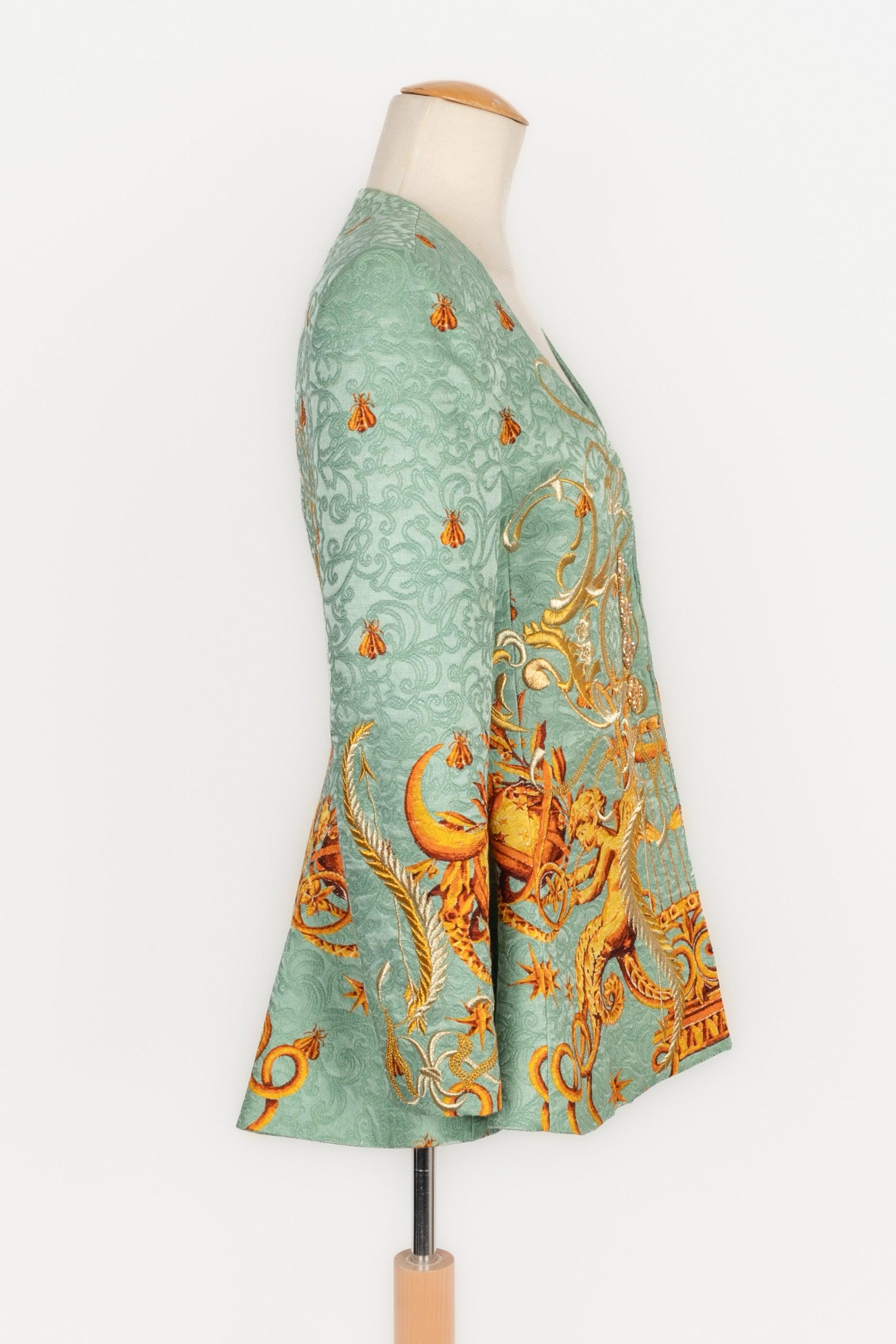 Women's Christian Dior Blue Silk and Wool Jacquard Jacket, 1992