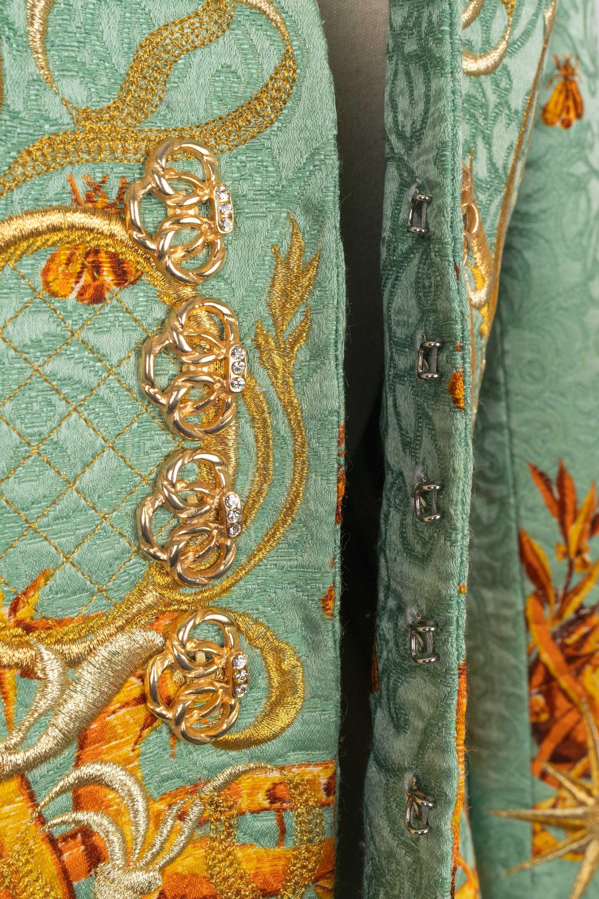 Christian Dior Blue Silk and Wool Jacquard Jacket, 1992 3