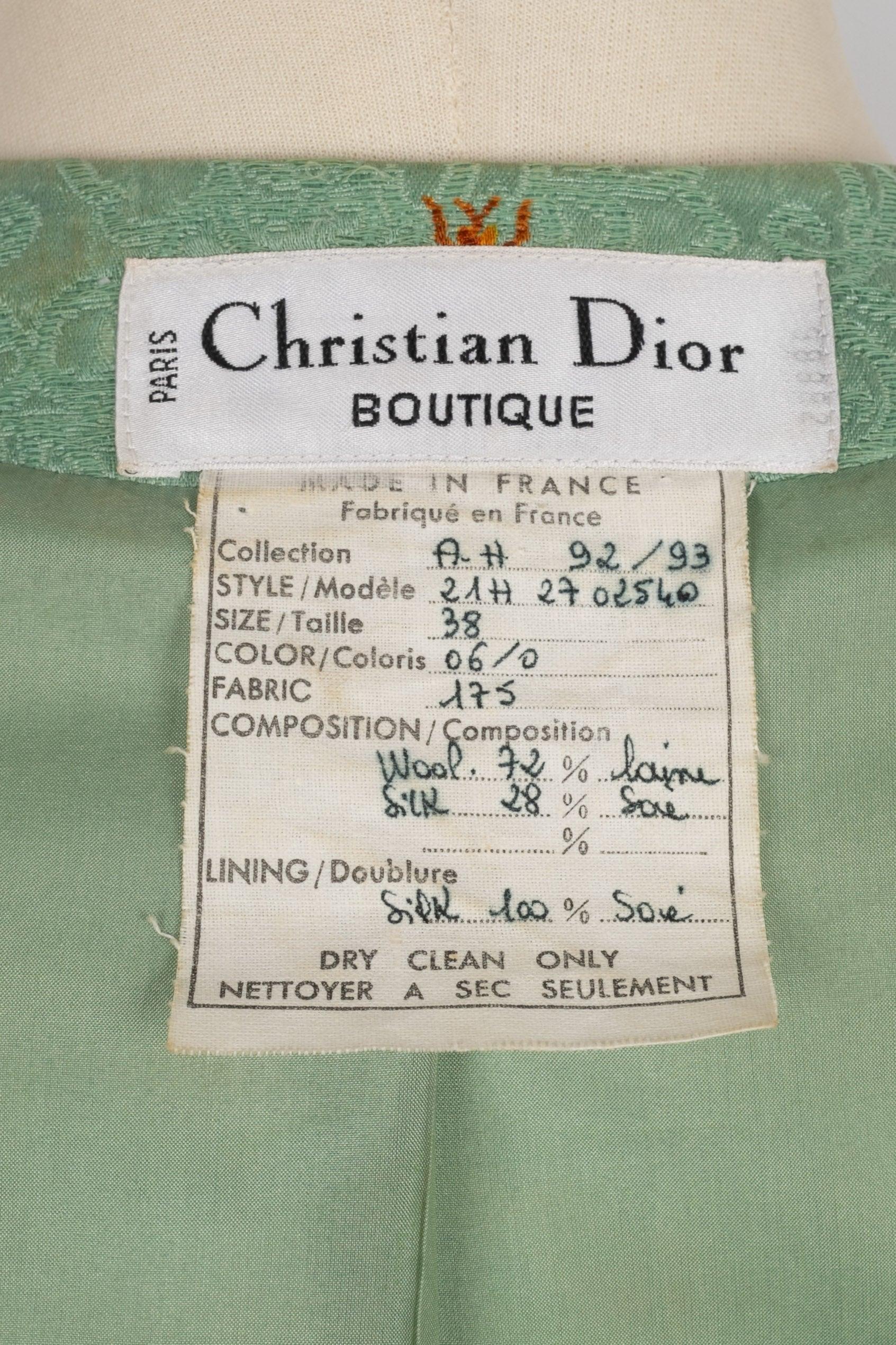 Christian Dior Blue Silk and Wool Jacquard Jacket, 1992 4
