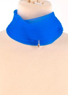 Christian Dior Blue Silk Ribbon Wrap Choker