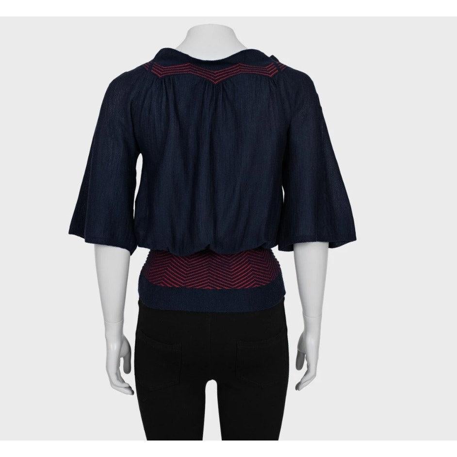Nero Christian Dior Camicetta in cashmere e seta a righe blu - IT40/S in vendita