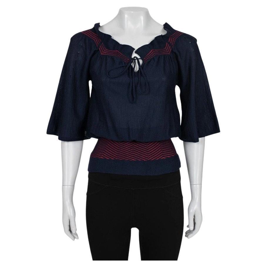 Christian Dior Camicetta in cashmere e seta a righe blu - IT40/S