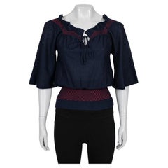 Christian Dior Camicetta in cashmere e seta a righe blu - IT40/S