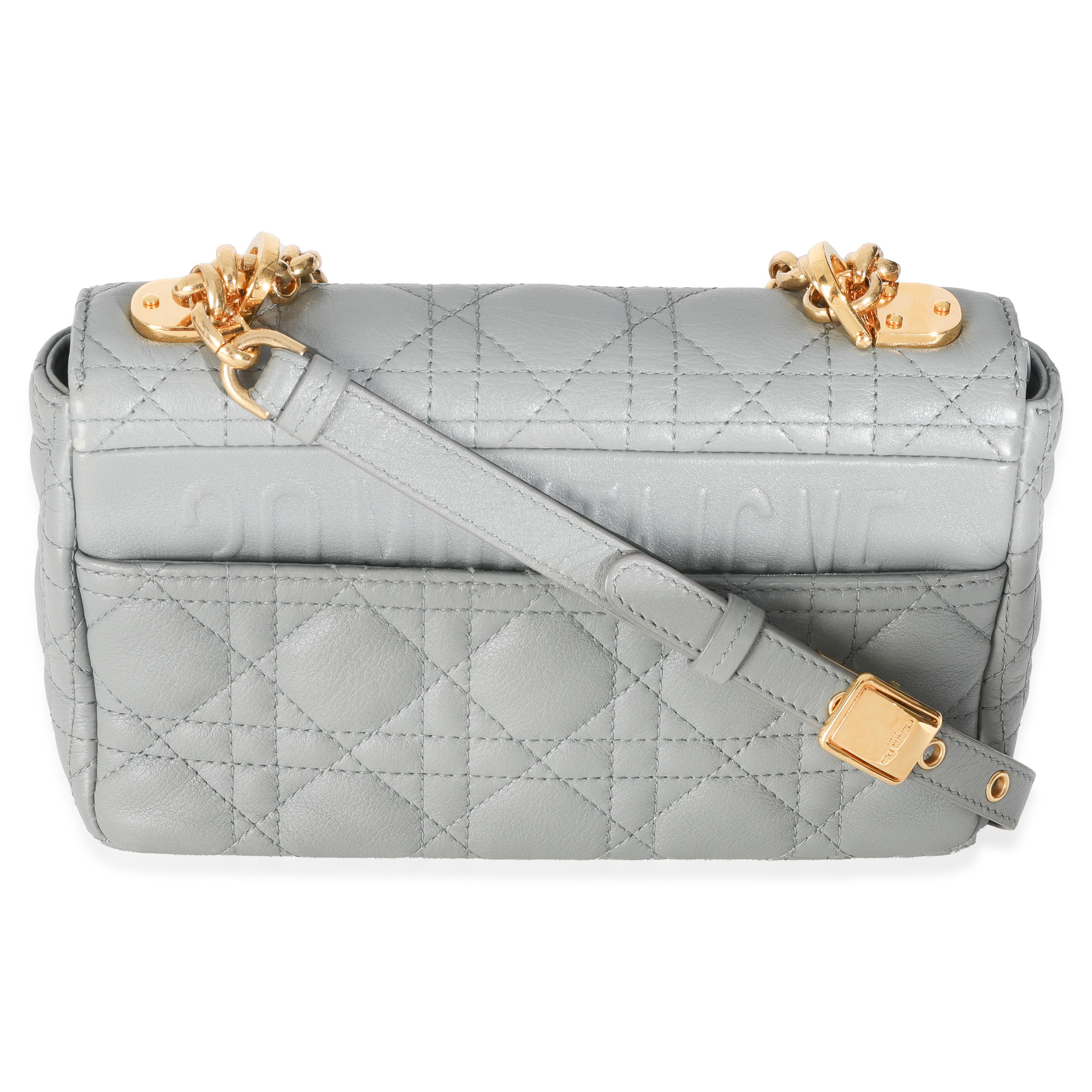 Listing Title: Christian Dior Blue Supple Calfskin Small Caro Chain Bag
SKU: T146750
MSRP: 4300.00 USD
Condition: Pre-owned 
Handbag Condition: Good
Condition Comments: Item is in good condition with apparent signs of wear.  Scuffing along exterior