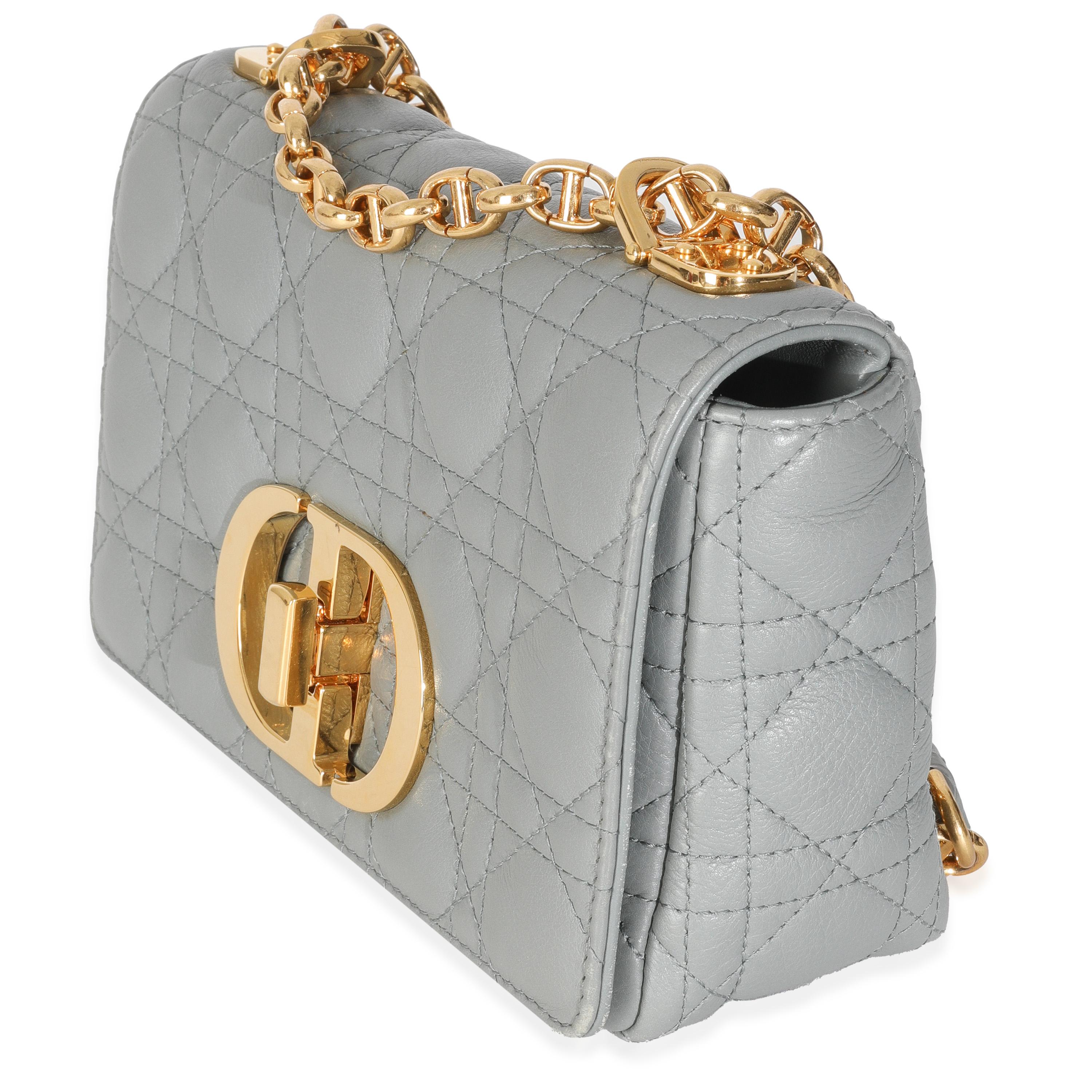 Christian Dior Blue Supple Calfskin Small Caro Chain Bag In Good Condition For Sale In New York, NY