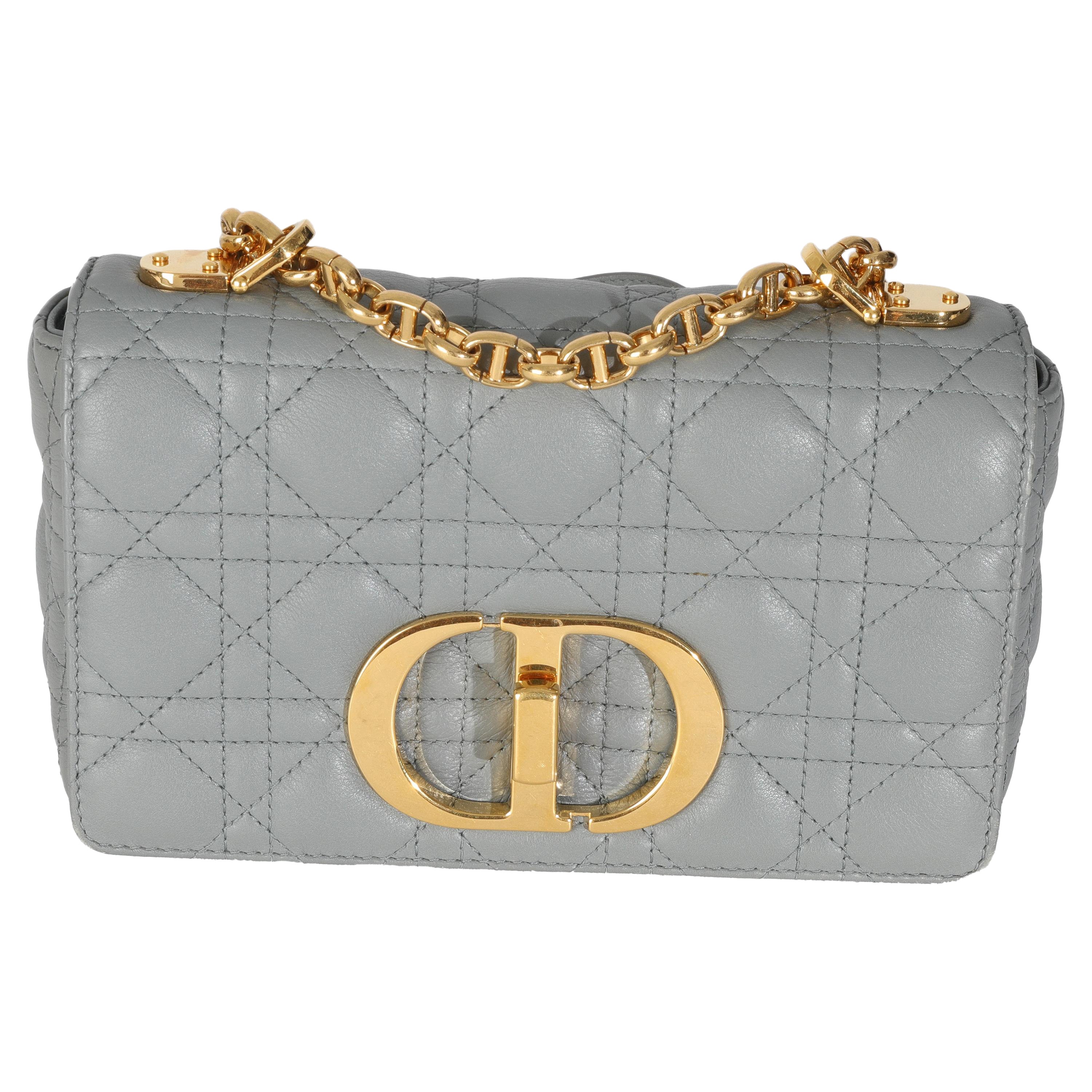 Christian Dior Blue Supple Calfskin Small Caro Chain Bag For Sale
