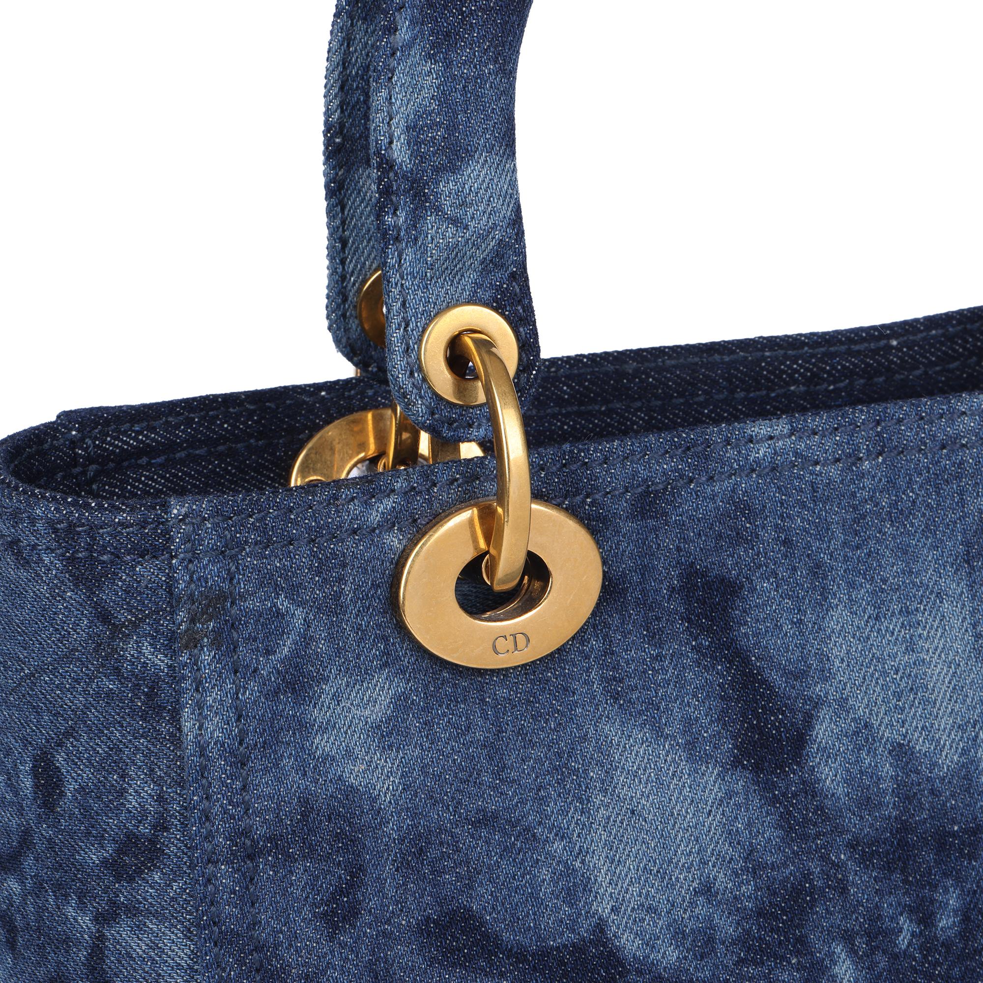 Women's Christian Dior BLUE TIE DYE DENIM KALEIDIORSCOPIC MEDIUM LADY DIOR