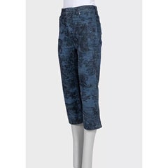 Christian Dior Blue Toile Print Denim Capri Pants IT 40 Cropped