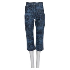 Christian Dior Blue Toile Print Denim Capri Pants IT 40 Cropped