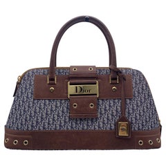 Christian Dior Blue Trotter Canvas Street Chic Handbag Satchel