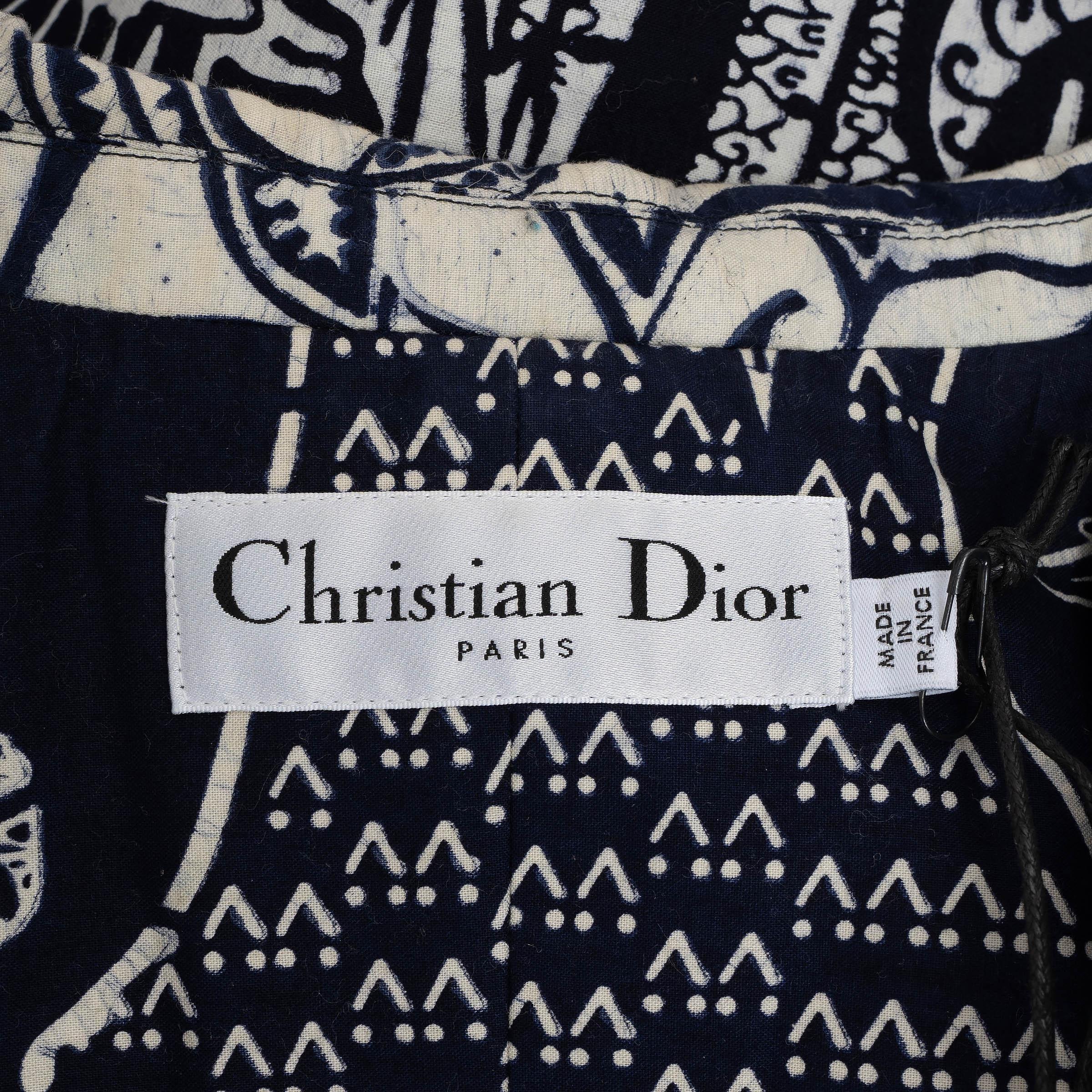 CHRISTIAN DIOR Giacca T-Bar 2020 LA FROCE in cotone blu e bianco 38 S. White in vendita 3