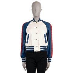CHRISTIAN DIOR blue white red leather 2021 I LOVE PARIS BOMBER Jacket 36 XS